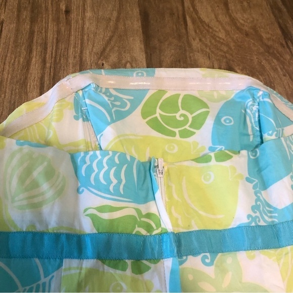 Lilly Pulitzer Ocean Fish Sea Shells Strapless Dress Size 4 Beach Early 2000s - Picture 6 of 8